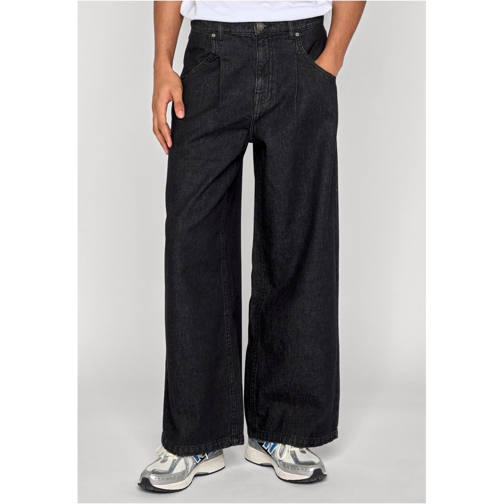Urban Classics - Pleated Jeans With Long pocket Wide leg trousers - Black